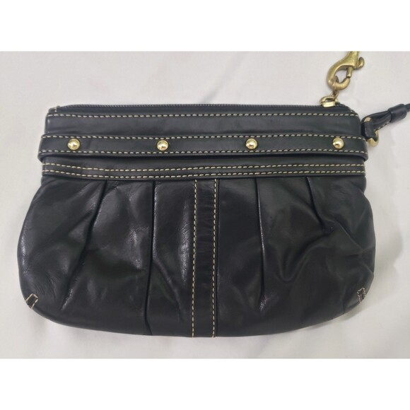 Vtg. Coach Ergo Hampton Studded Belted Leather Hobo Wristlet — Black - Picture 7 of 11